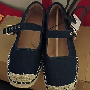 Time and Tru Dark Blue Mary Jane Espadrilles